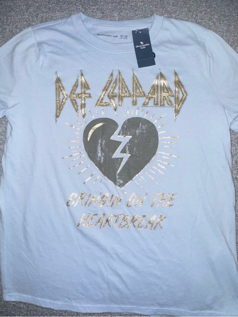abercrombie kids Light Blue Graphic Tee with Gold and Gray Print